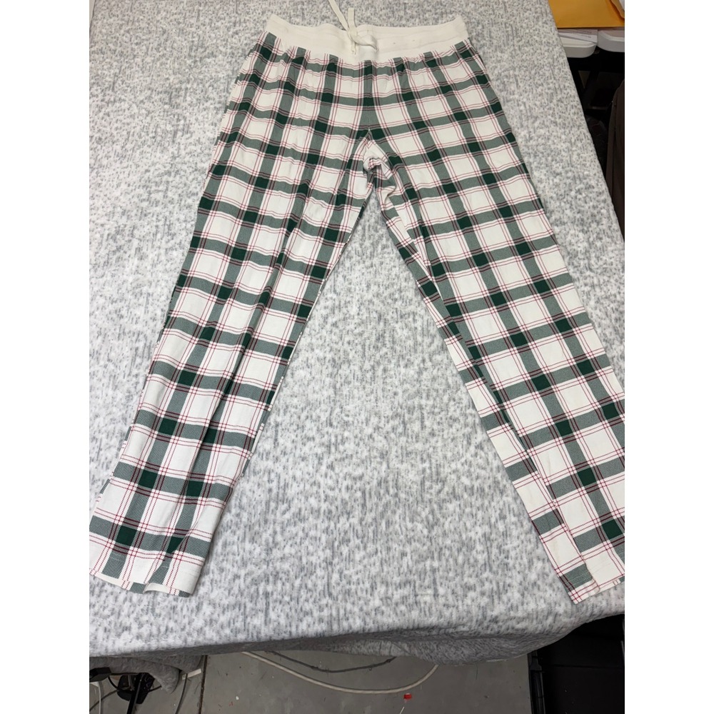 Wondershop Mens Plaid Pajama Pants Green Red White Cotton Sleepwear Size M